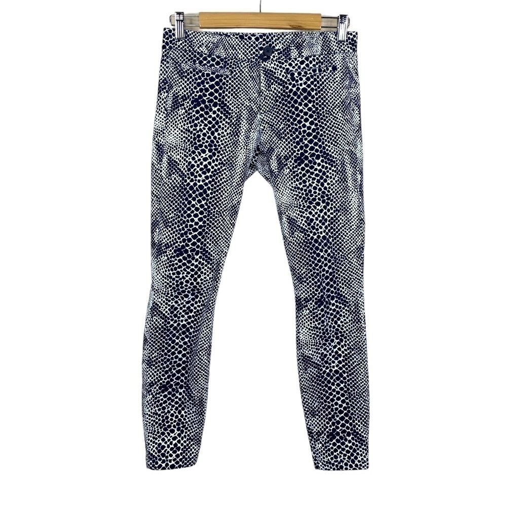 Gap Super Skinny Khaki Pants White Blue Snake Print Stretch Casual XS Size 0